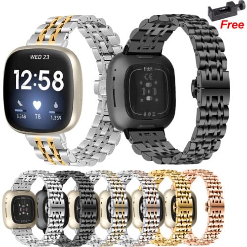 2021 New Stainless Steel Watch Band For Fitbit Versa 3 Metal Bracelet Wrist Strap Loop For Fitbit Sense Replacement Correa