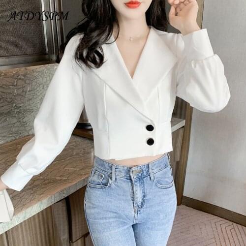 2021 Autumn New Outer Wear All-Match Full-Sleeve Shirts Women Elegant Short White Blouse Tops Womens Casual Vintage Cardigan