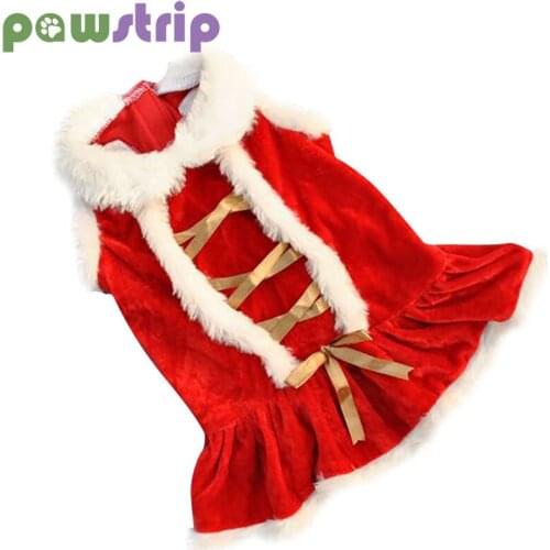 Pet Dog Dress Christmas Lovely Red Skirt For Small Medium Dogs Cat Winter Warm Pet Festival Dress Teddy Chihuahua Pet Clothing