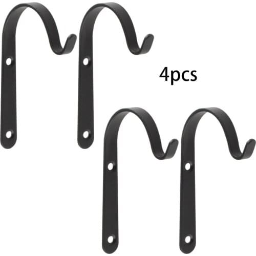 4pcs Durable Metal Wall Hook Plant Bracket Flowerpot Basket Bird Feeder Lantern Bending Decoration Multi-Purpose Hanging Hooks
