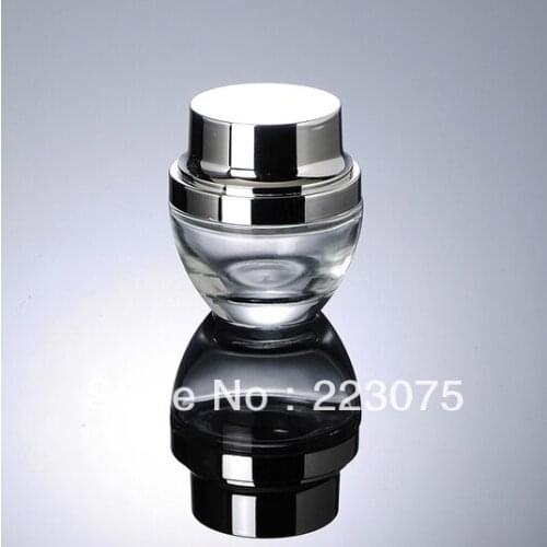 20G/ML transparent cream jar with silver cap for Cosmetic Packaging glass bottle Dispenser for Skin Care, Travel, 200pcs/lot