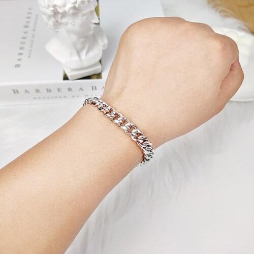 QiLuxy Stainless Steel Metal Chain Cuba Chanin Bracelets for Men Fashion Punk Cool Bracelets Various Lengths Cuff Jewelry