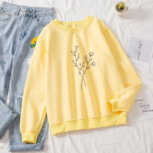 Oversized Soft Cotton Sweatshirts Womens Hoodie Warm Pullover Art Retro Print Comfortable Solid Round Neck Sweatshirt for Lady