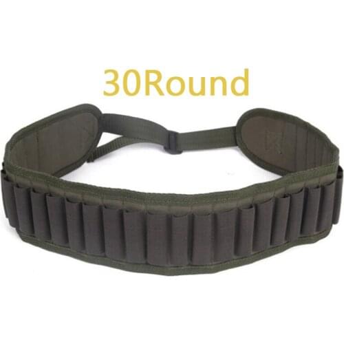 Tactical Shell Bandolier Belt 30 Rounds 12/20 Gauge Ammo Holder Belt Pouch Cartridge Waist Belt Bag for Hunting Accessory