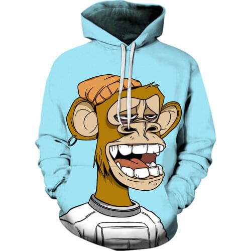 New 3D Printed Funny Bored Ape Men Women Oversized Hoodie Fashion Casual Anime Streetwear Kids Hooded Sweatshirts Mens Hoodies