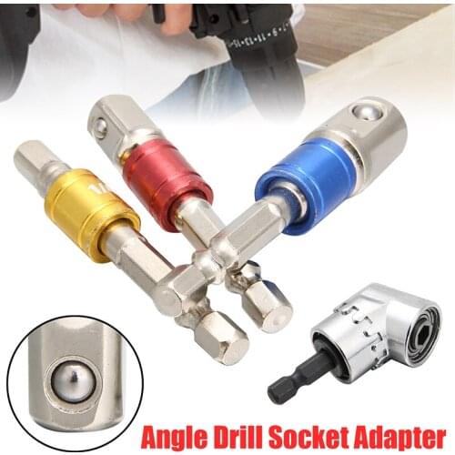 Angle Drill Socket Adapter +Right Angle Drill Driver Set 105 Degree Right Angle Drill Extension Screwdriver 1/4" 3/8" 1/2" Hex