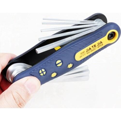 Super PDR Tools 8 Pcs Folding Wrenches Set 3 Different Types Multi-Functional Wrench Universal Plum Shape & Cross & Allen Wrench
