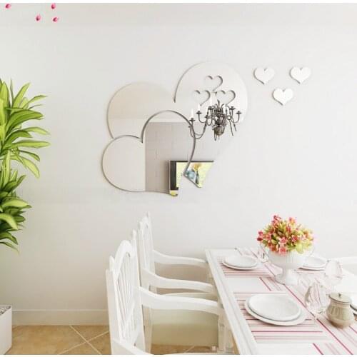 Mirror love Heart decoration 3D three-dimensional living room bedroom wedding room bathroom creative background wall stickers