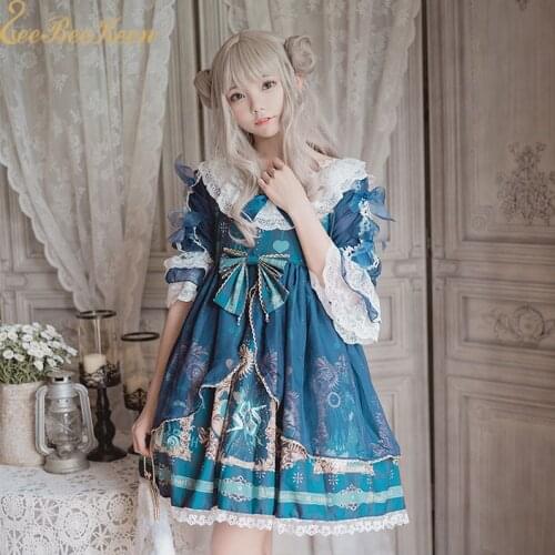 Summer Sweet Lolita Chiffon Costume For Women Princess Dress Girls Gothic Lolita Dress Halloween Cosplay Party Lolita Clothes