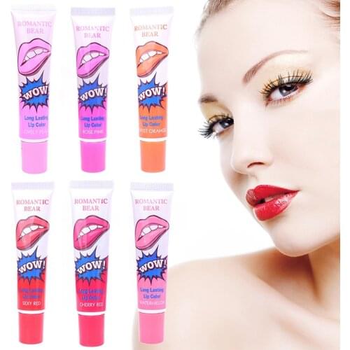 Sexy 1PCS Amazing 6 Colors Waterproof Liquid Makeup Lip Stick Long Lasting Lipstick Tint Tear Pull Lip Gloss Lipgolss TSLM1