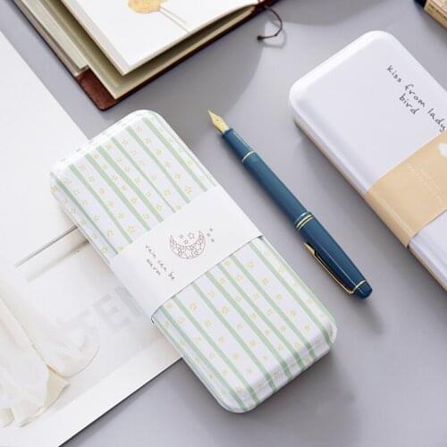 1pcs WordsSouth Korea Creative Stationery Fun Geometry 3 Series Tinplate Stationery Box Pen Case