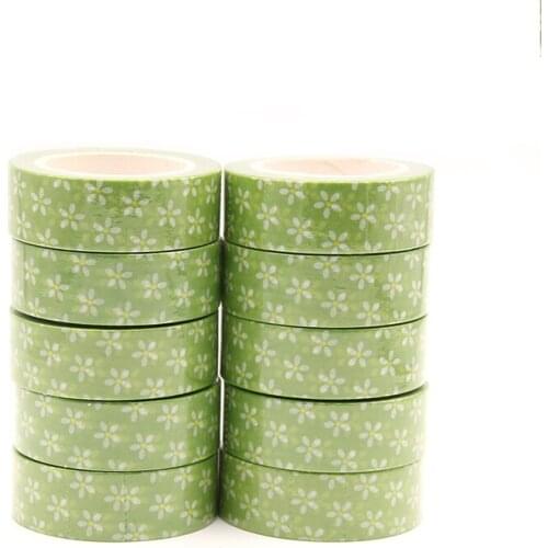 10pcs/lot 15mm*10M Happy Easters Day Green Small Floral Flower Decorative Washi Tape Scrapbooking Masking Tape Stationery