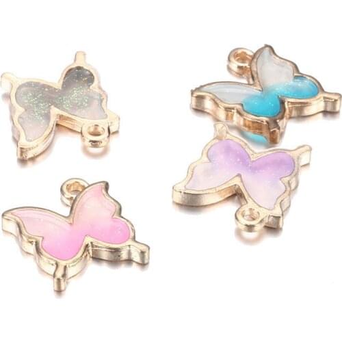 30pcs/Lot Enamel Cute Butterfly Charms Pendants DIY Necklace Earrings Jewelry Marking Jewellry Accessories