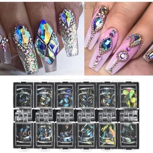 3D Nail Art Crystal AB Diamond Gems Rhinestone Glass Flat Back Glitter Nail Decoration Tool