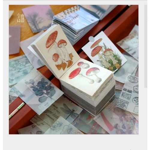 400pcs/set Primary color series material paper vintage plants mushroom sky oil painting sticker DIY scrapbooking planner sticker