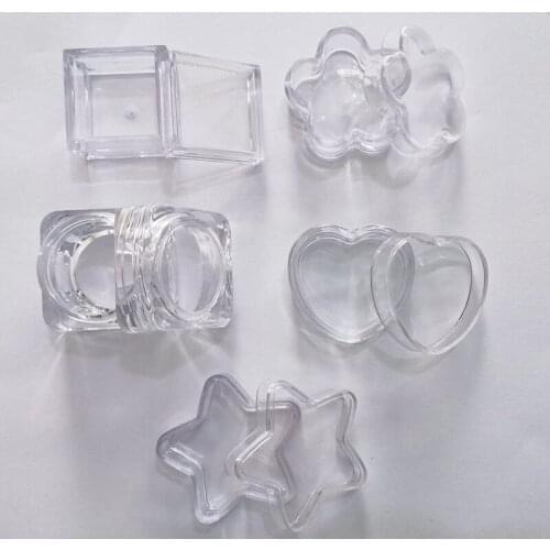 Promotion 5g Empty Acrylic Clear Square flower star heart shape Sample Jar Makeup Sub-bottling nail case Cosmetic Container Pot