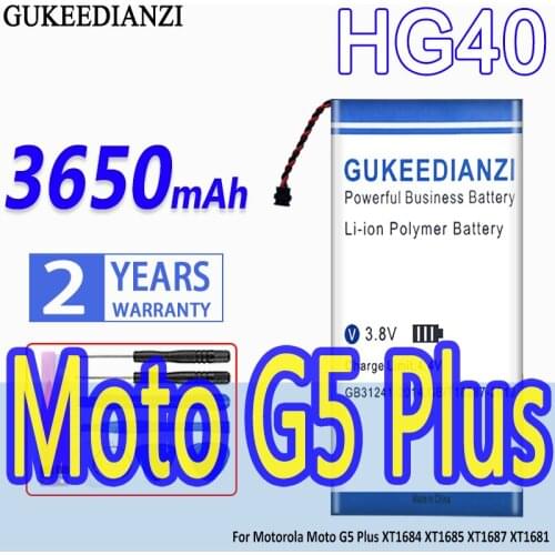 High Capacity GUKEEDIANZI Battery HG40 3650mAh For Motorola Moto G5 Plus G5Plus XT1684 XT1685 XT1687 XT1681