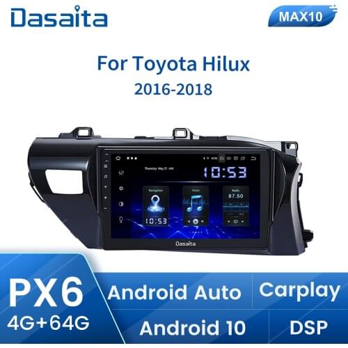 Dasaita 10.2" IPS Car Radio TDA7850 Android 10.0 for Toyota Hilux 2016 2017 2018 RHD BT5.0 GPS DSP Navigation 1 din Auto Stereo
