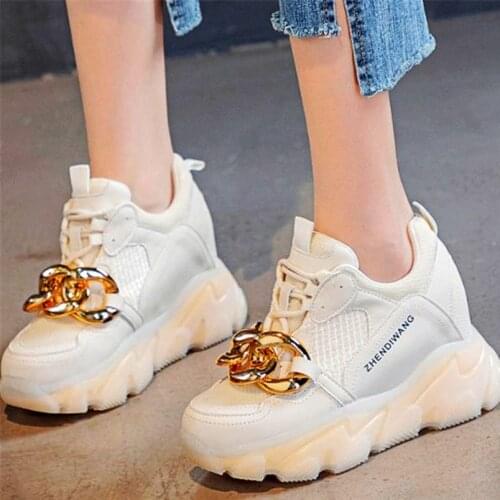 Fashion Sneakers Women Punk Cow Leather Wedges High Heel Ankle Boots Female Summer High Top Platform Oxfords Casual Shoes