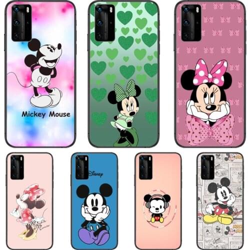 Cute Mickey Mouse Here Phone Case For Huawei P40 p30 P20 10 9 8 Lite E Pro Plus Black Etui Coque Painting Hoesjes comic fas