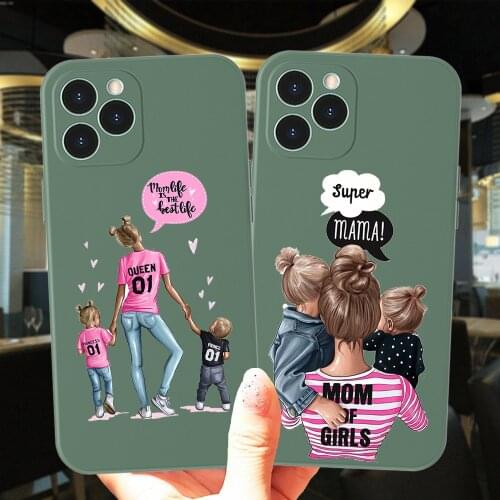 Super Mama Girl Mom Boy Baby Phone Case For iPhone 11 12 Pro Max 8 7 Plus X XS XR SE2 12Mini 12Pro Cover Soft Silicone Fundas