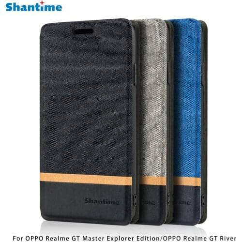 Canvas PU Leather Phone Bag Case For OPPO Realme GT Master Explorer Edition Flip Case Business Case Soft Silicone Back Cover