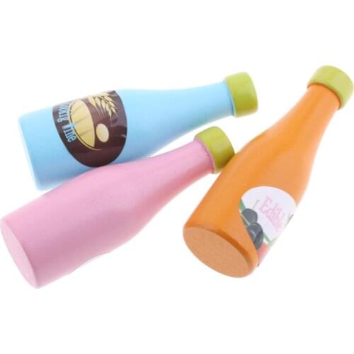 Wooden Food Bottle Toy Pretend Play Kitchen Playset for Kids
