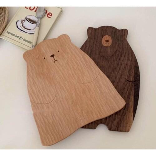 Straight Bear Wooden Japanese Creative Black Walnut Decoration Dinner Hand-made Plate