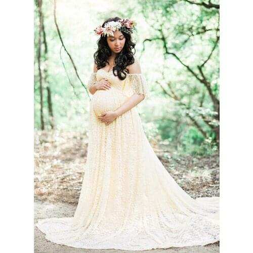 Women Ruffles Maternity Photography Dresses Pregnant Off Shoulder Long Maxi Dress Gown Maternity Photography Prop Dress Платье