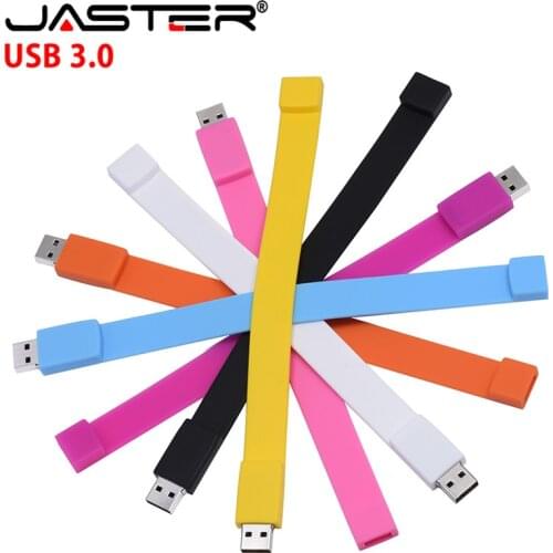 JASTER USB Flash Drive 3.0 Silicone Bracelet Wristband Pendrive 16GB64GB 128GB Large Capacity Flash Drive Stick U Disk Pendrives