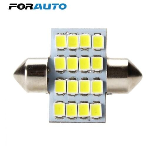 FORAUTO Festoon 31mm LED Bulb 16 SMD 3528 Car Licence Plate Light DC 12V Car Dome Reading Lamp Car styling Light Source