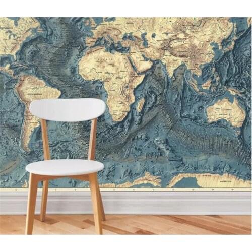 Custom photo wallpaper mural hand drawn retro vintage world map TV background wall papers home decor papel de parede