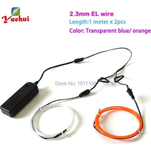 2.3mm 1Meter 2 pieces Custom colors flexible EL wire Electroluminescent Wire Neon Glowing Strobing for toys/craft Wedding decor