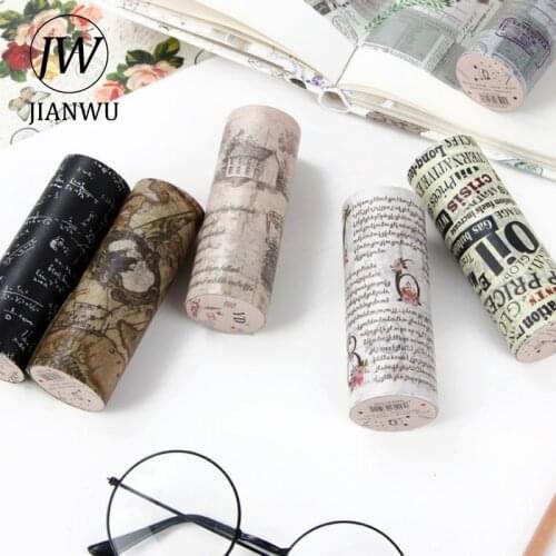 JIANWU 10cm*5m Retro Decoration Washi Tapes Scrapbooking Journal Collage Material Masking Tape Kawaii Stationery School Supplies