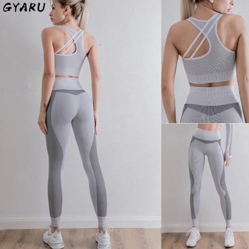 GYARU 2 Piece Set Workout Clothes for Women Sports Bra and Leggings Set Sports Wear for Women Gym Clothing Athletic Yoga Set