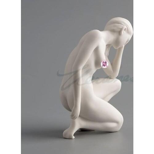 European creative ceramic nude female sculpture modern body art statue abstract fiery girl figurine home decoration bar crafts