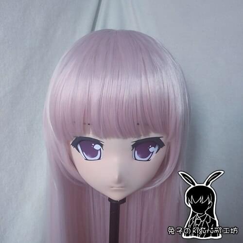 Rabbit 102) Resin Cross Dressing Pretty Lolita Girl Head BID Doll Mask Japanese Anime Kigurumi Mask Cosplay with Wig