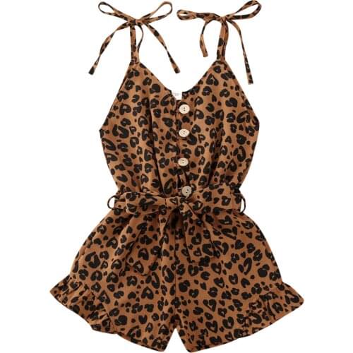 Baby Summer Clothing Infant Girls Suspender Shorts Kids Leopard Print Jumpsuit Bodysuit Sleeveless Strap Trousers