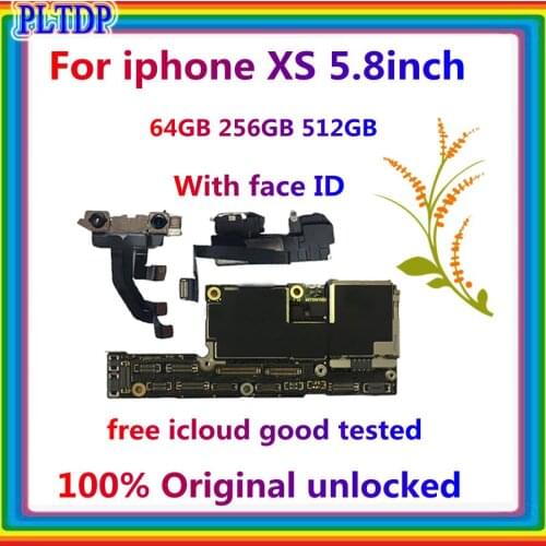 For iphone xs motherboard with face id, Original unlocked Logic Board For iPhone xs 64gb 256gb 512gb free icloud IOS System