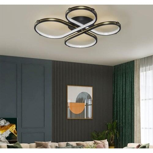 Minimalist Modern Black Gold LED Chandelier for Bedroom Living Dining Room Kitchen Home Indoor Ceiling Decorative Light Fixture