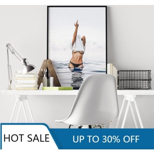 Fashion Black White Poster Home Decoration Finger Feminist Canvas Painting Wall Art Nude Woman Pictures Modern Living Room Decor