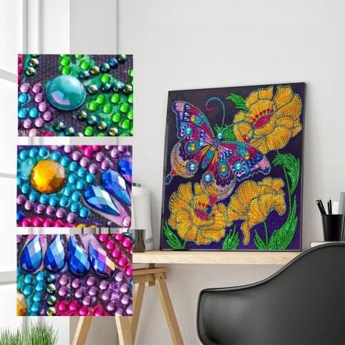 Diamond Painting Kits for Kids Adult Beginner Special Shaped Diamond Painting Flower Butterfly DIY 5D Partial Drill Cross Stitch