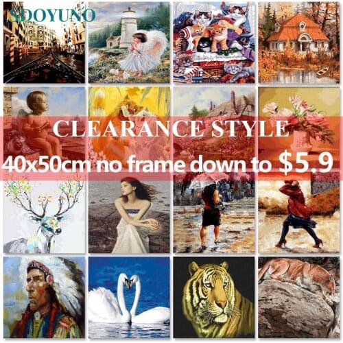 SDOYUNO Clearance style 60x75cm Paint By Numbers Animals DIY Set of Acrylic Paint For Painting By Numbers On Canvas Home Decor