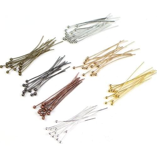 Wholesale 400pcs/lot 16 20 25 30 35 40 50 mm Gold Silver Metal Copper Ball Head Pins for Diy Jewelry Making Supplies Dia 0.5mm