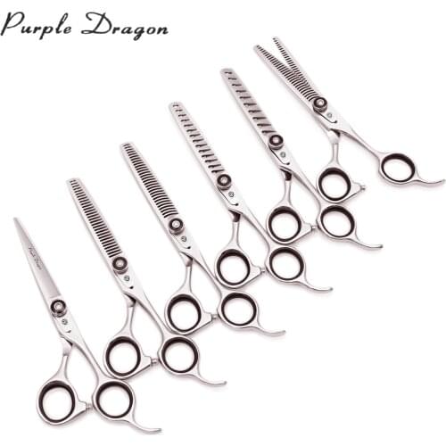 Barber Hair Cut Scissors 6.0" Purple Dragon Japanese 440C 2002# Thinning Shears Hairdressing Scissors Professional Scissors Set