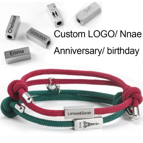 Personalized custom name couples bracelet for men Womens bracelets Friendship Rope Distance Couple Magnetic Bracelet 2Pcs/set