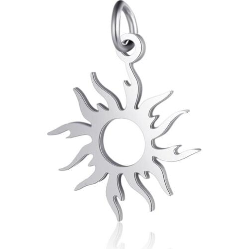 10pcs Fashion Sun Flame Charm Pendant Polished Real Stainless Steel Sun Pendants for DIY Necklace Bracelet Jewelry Making