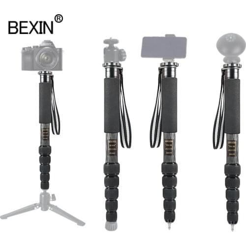 BEXIN P306C Professional Monopod Carbon Fiber Travelling 6 Sections Longest 1600mm Monopod Suitable for SLR Camera Tripod