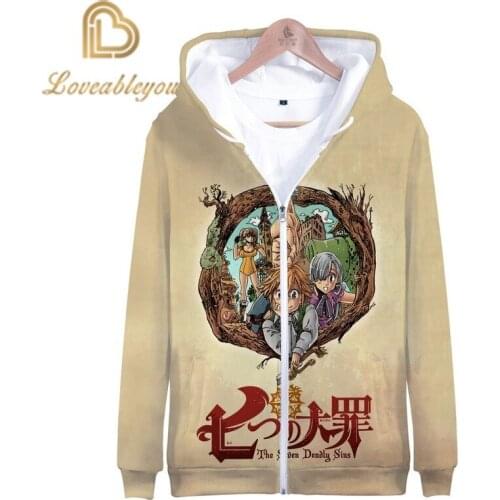 The Seven Deadly Sins 3d Print Hoodie Sweatshirt Long Sleeve Autumn and Winter Cosplay Print Zipper Up Children Hoodie