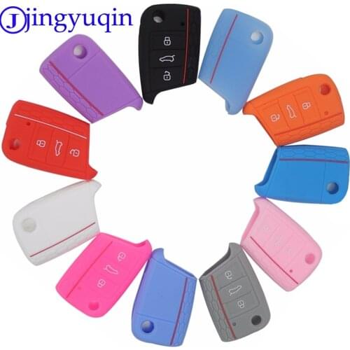 New 3 Buttons Silicone Car Key Cover For VW Volkswagen New Polo Golf 7 mk7 Tiguan SKODA Octavia A7 Kodiaq Karoq SEAT Ateca Leon